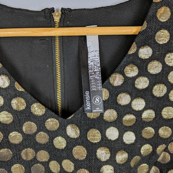 Kensie Black and Gold Polka Dot Mini Dress Size S - Picture 3 of 8